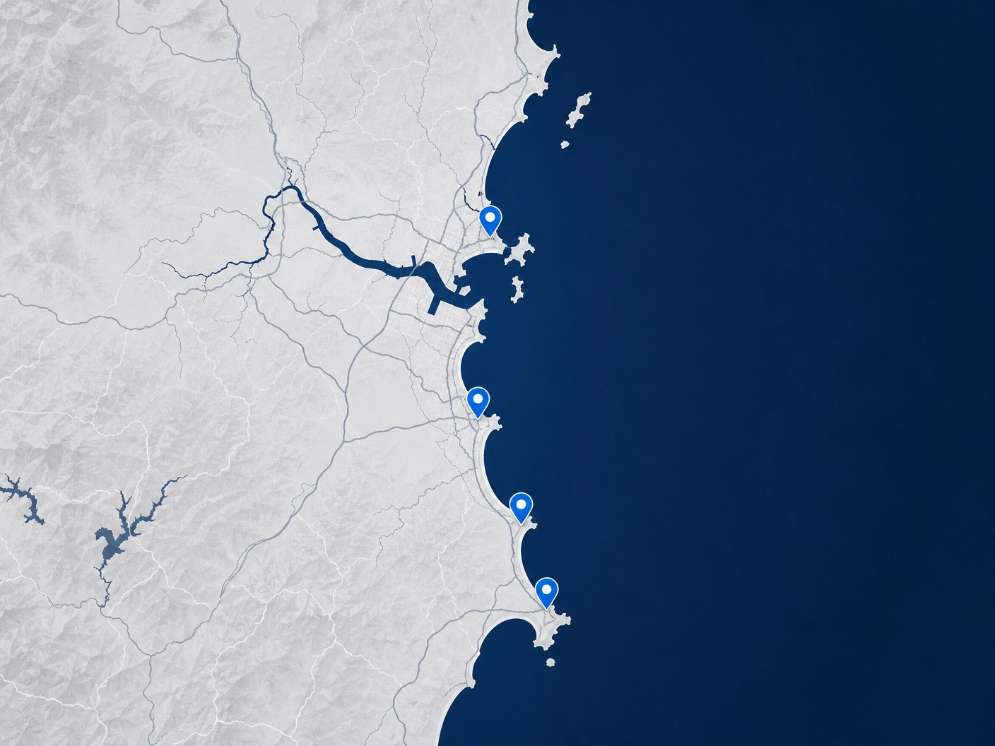 Mapa da região de atendimento: Balneário Camboriú, Itajaí, Itapema e região